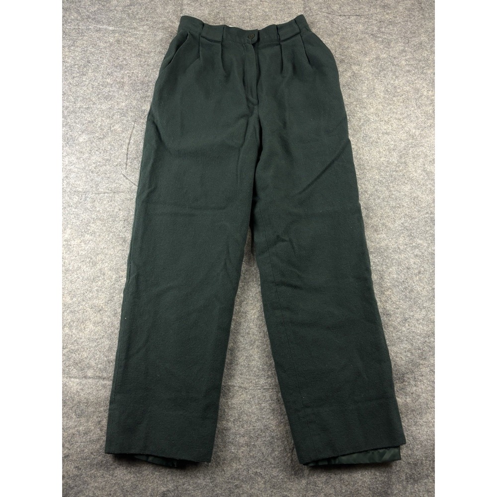 Jones New York Vintage 100% Wool Pleated Trousers Forest Green High Rise Size 8